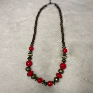 Cherry Red & Gold Vintage Necklace